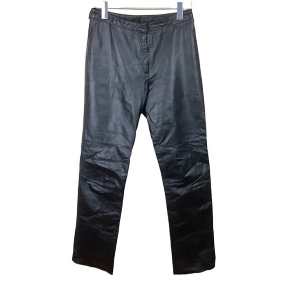 DANIER STRAIGHT BLACK LEATHER MOTO PANTS - Picture 1 of 8
